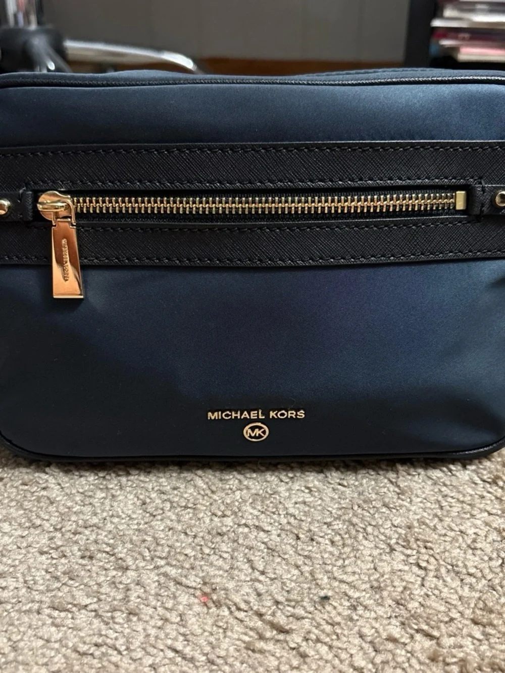 Black Crossbody Bag with Gold Hardware - Women